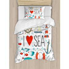 I Love Sea Words Duvet Cover Set