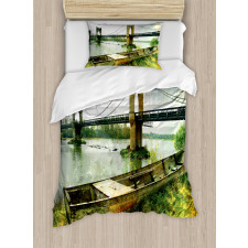 Bridge and Old Boat Duvet Cover Set