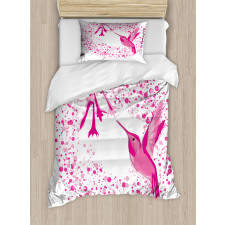 Hummingbird Flower Dots Duvet Cover Set