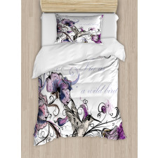 Ornate Flowers Leaves Duvet Cover Set