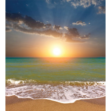 Sandy Beach Waves Sunset Duvet Cover Set