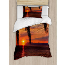 Sunrise on Sea and Palms Duvet Cover Set