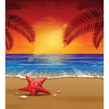Cartoon Ocean Beach Palm Duvet Cover Set
