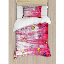 Red Grunge Celestial Duvet Cover Set