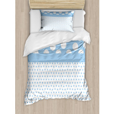 Baby Blue Polka Dots Duvet Cover Set