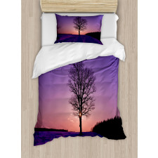 Oak Sunset Winter Time Duvet Cover Set