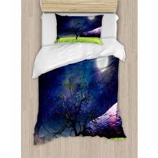 Full Moon Galaxy Grass Duvet Cover Set