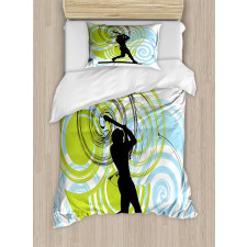 Baseball Player Circles Duvet Cover Set