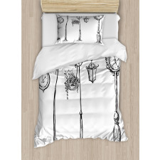 Street Clocks Urban Duvet Cover Set