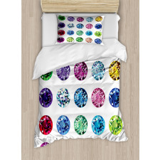 Oval Diamonds Emerald Duvet Cover Set