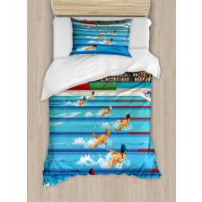 Olympics Swimming Race Duvet Cover Set