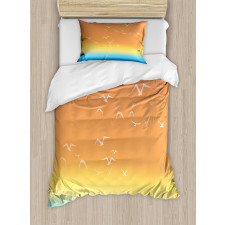 Seagull Palm Trees Sun Duvet Cover Set