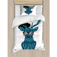 Teal Hipster Antler Print Duvet Cover Set