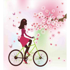 Cherry Bloom Lady Bike Duvet Cover Set
