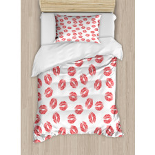 Red Lipsticks Kiss Marks Duvet Cover Set