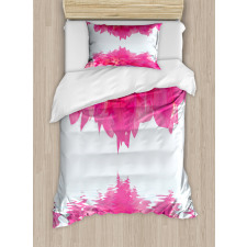 Pink Leaves on River Duvet Cover Set