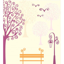 Park Bench Pastel Color Duvet Cover Set
