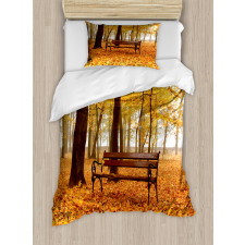 Misty Autumn Park Rustic Duvet Cover Set