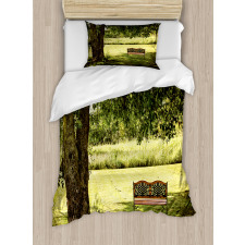 Wooden Bench at Park Duvet Cover Set