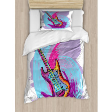 Hand Drawn Guitar Grunge Duvet Cover Set