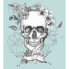 Skull and Flowers Duvet Cover Set