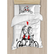 Couple Cycling Together Duvet Cover Set