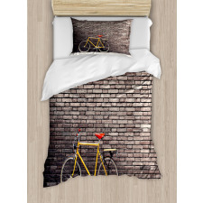Retro Bicycle on Wall Duvet Cover Set
