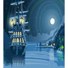 Cartoon Pirate Ship Moon Duvet Cover Set