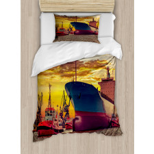 Big Ship at Sunset Duvet Cover Set