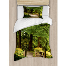 Wooden Bridge over Pond Duvet Cover Set