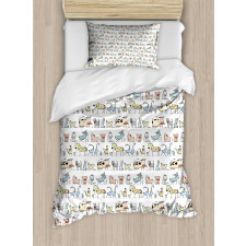 Cartoon Village Animals Duvet Cover Set