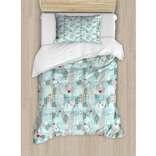 Birds Hearts Flowers Duvet Cover Set