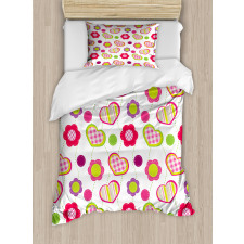 Flowers Heart Shapes Duvet Cover Set