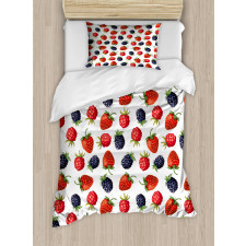 Strawberries Raspberry Duvet Cover Set