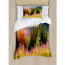 Spring Flowers Mountain Duvet Cover Set