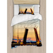 Bridge Seascape Sunset Duvet Cover Set