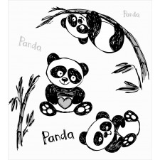 Hand Drawn Panda Poses Duvet Cover Set