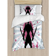 Cartoon Dark Color Samurai Duvet Cover Set