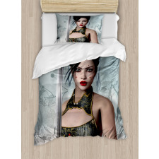 Asian Lady Samurai Duvet Cover Set