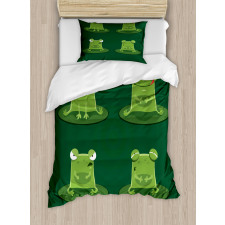 Frogs in Pond Lily Pad Duvet Cover Set