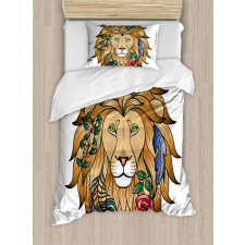 Lion with Flower Duvet Cover Set