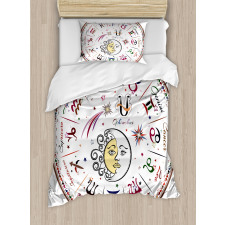 Moon Sun and Signs Duvet Cover Set