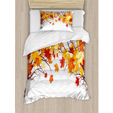 Cartoon Maple Autumn Tree Duvet Cover Set