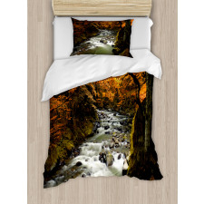 River with Rocks Forest Lush Duvet Cover Set
