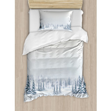 Foggy Weather Trees Duvet Cover Set