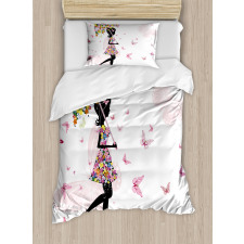 Floral Umbrella Dress Duvet Cover Set