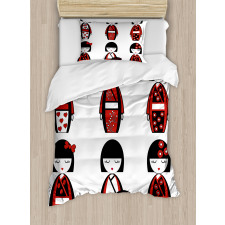 Geisha Dolls Folkloric Duvet Cover Set