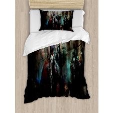 Dark Forest Robots Duvet Cover Set