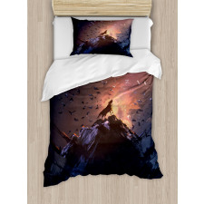 Howling Wolf on Rock Duvet Cover Set
