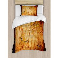 Antique Map Wooden Wall Duvet Cover Set